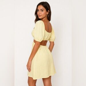 Sabo Skirt Boho Feminine Butter Yellow Puff Sleeve Mini Dress Summer Romantic